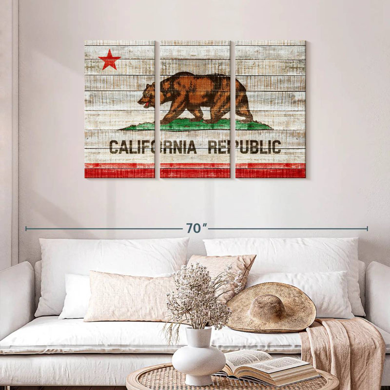 Borges Rustic California Flag, 28" H x 45" W
