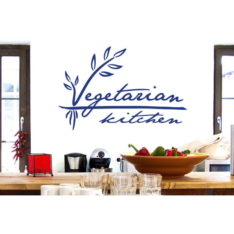 Vegetarian Kitchen Wall Sticker, Dark Blue, Medium
