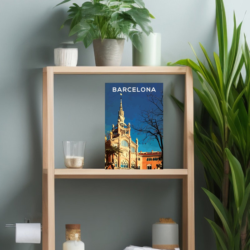 Barcelona Sant Pau Landmark Abstract Contemporary Architecture City Wall Art Print 1 Piece Wrapped Canvas Wall Art