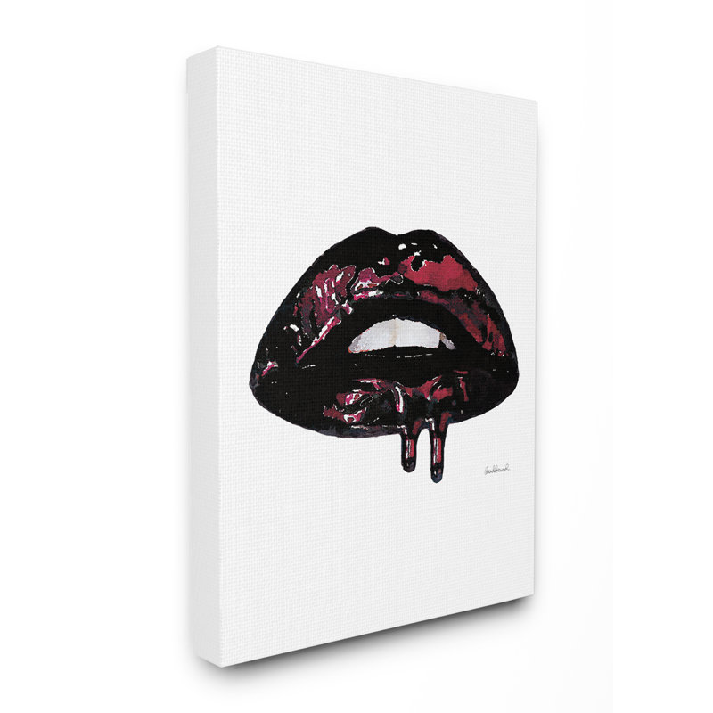 «Glam Fashion Lips with Lipgloss Drip Minimal», impression, Toile tendue, H 20 po x l 16 po x P 1,5 po