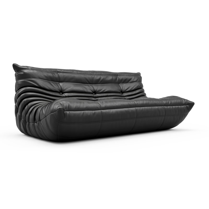 Armless Microfiber Leather 3-Seat Bean Bag Sofa