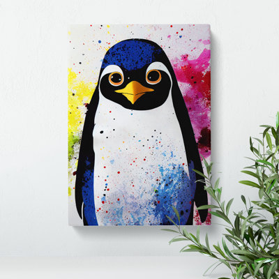 Paint Splash Penguin No.1 - Wrapped Canvas