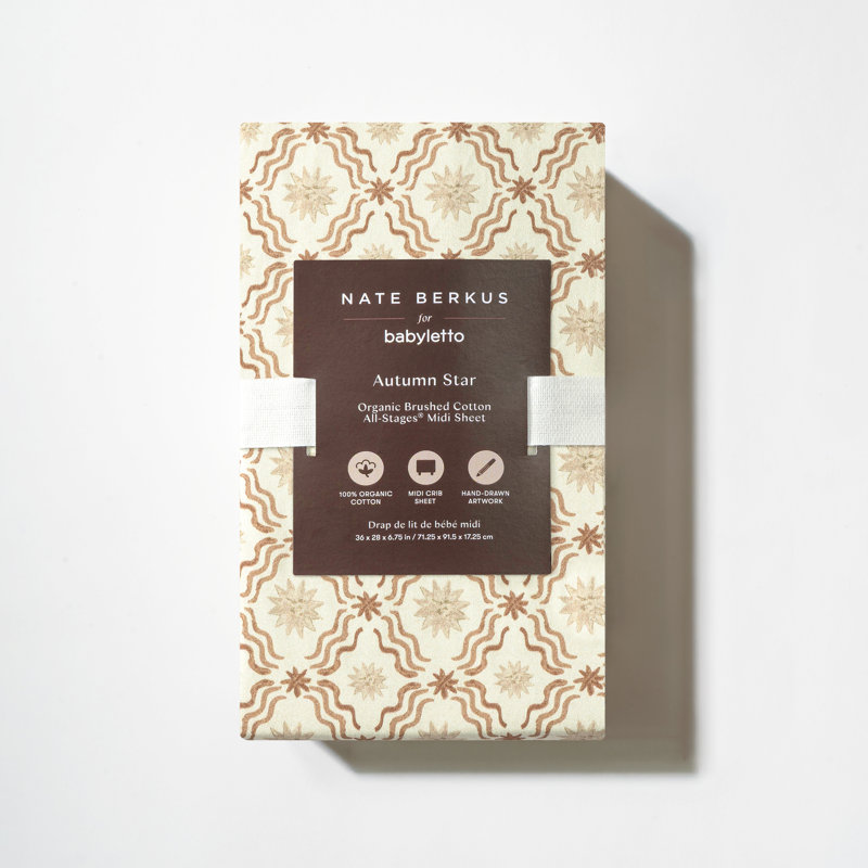 All-Stages® Midi Crib Sheet in GOTS Certified Organic Brushed Cotton by Nate Berkus, Autumn Star