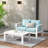 All-Weather Aluminum Patio Coffee Table, Modern Rectangle Outdoor Table-289504708-289504705