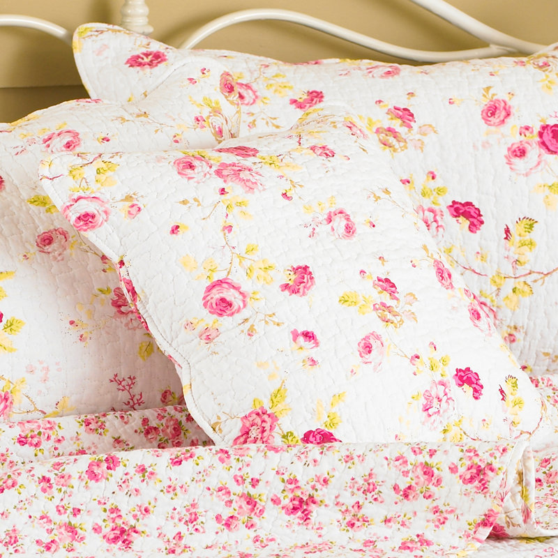 Floral White/Pink Square Throw Cushion