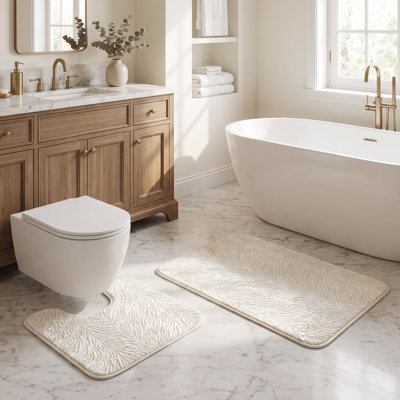 Ensemble de tapis de salle de bain Zebra de Rug Branch, tapis de bain et de toilette 2 pièces, envers blanc doux, absorbant, antidérapant, tapis de bain lavable à la machine et tapis de toilette contour, 39,5 po x 23,5 po + 20 po x 23,5 po