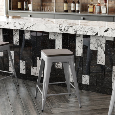 Briahnna Indoor/Outdoor Backless Counter Stool with Poly Resin Seat