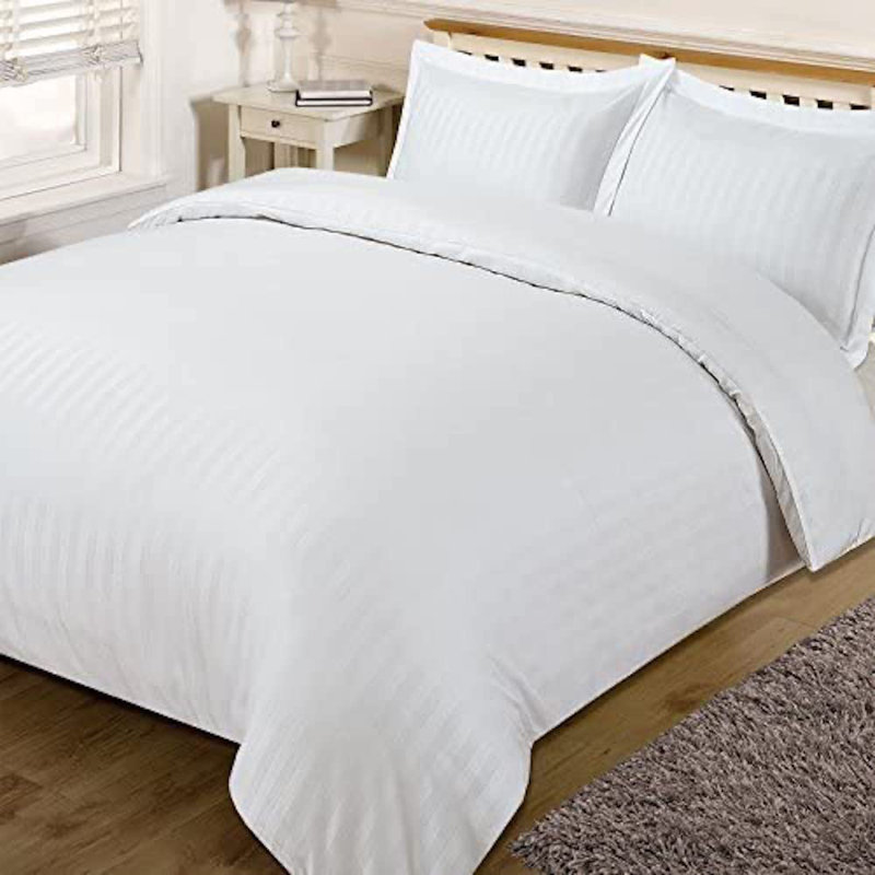 Milosz Satin Stripe 200TC Duvet Cover Set With Pillowcases, Kingsize