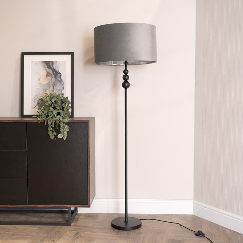 Aaiza 145cm Traditional Floor Lamp, Grey/Chrome, Matte, No
