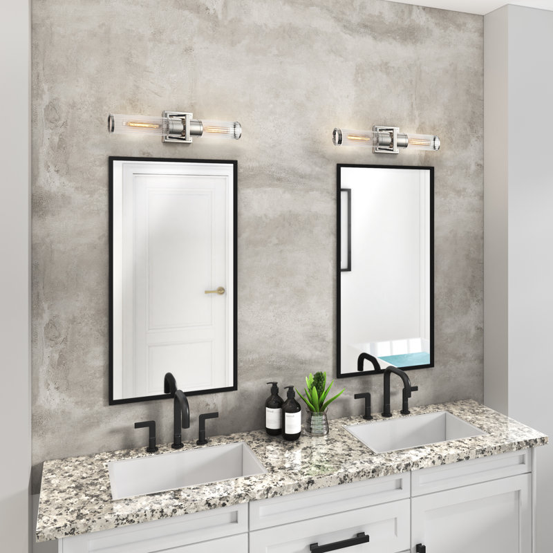 Positano - 2-Light Bathroom Vanity Light - 20.8"W - Polished Nickel - Clear Glass, Clear, Polished Nickel