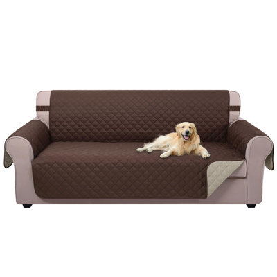 Reversible Sofa Cover Couch Cover For Dogs With Elastic Straps Water Repellent Furniture Protector For Pets Couch Cover For 3 Cushion Couch (Sofa, Coffee/Beige)