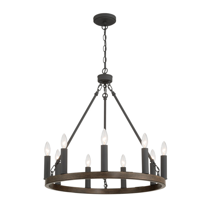 9-Lights Waggon Wheel Chandelier