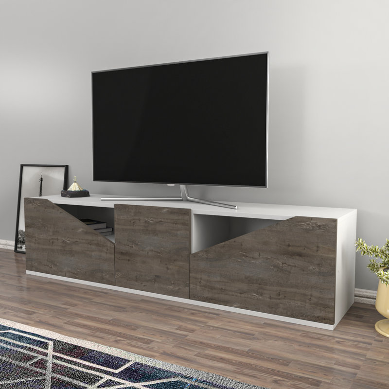 Hueck TV Stand for TVs up to 70", White/Wenge