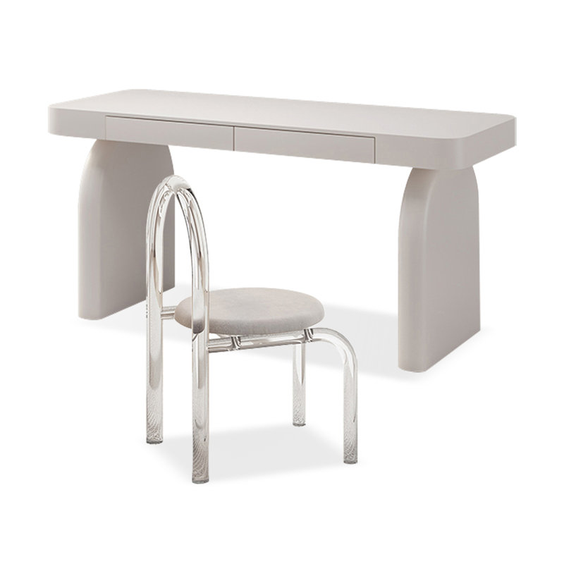 French-Style Cream Solid Wood Office Desk, 29.53" H x 47.24" W x 23.62" D
