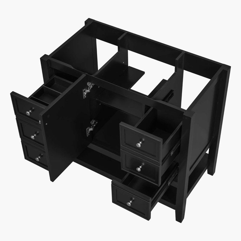 32.9" H X 35.5" W X 18" D 35.5'' Single Bathroom Vanity Base Only, Black