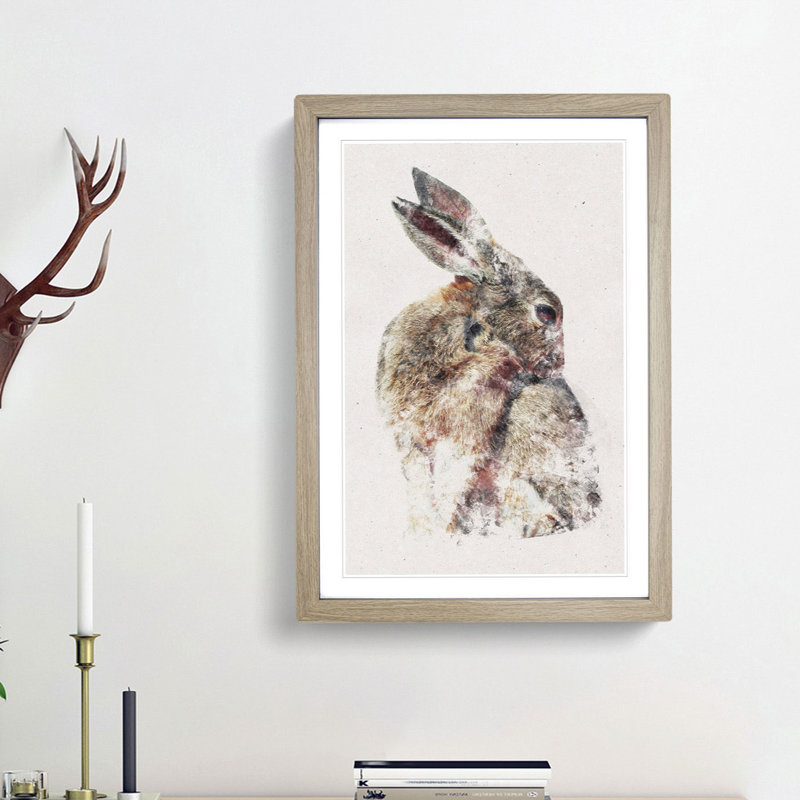 Brown Rabbit - Framed Print, Oak Framed, 33cm H x 24cm W x 2cm D