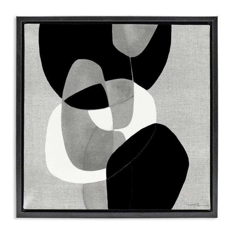 Toile abstraite encadrée découpée par Kippi Leonard, Cadre flottant noir de jais, H 25 po x l 25 po