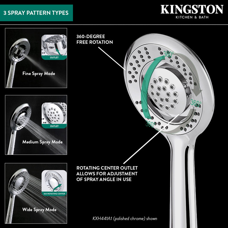 Kingston Brass Shower Scape 4-Function Hand Shower, Polished Chrome