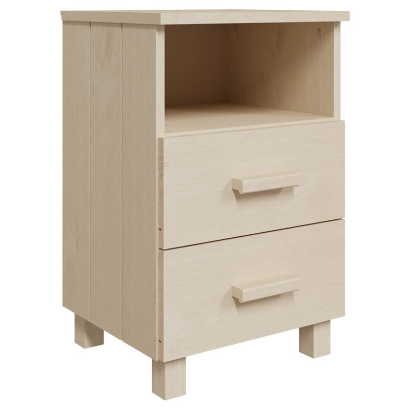 Hamar Nightstand Storage Bedside Cabinet Nightstand with 2 Drawers Pine Wood, Individual, Honey Brown