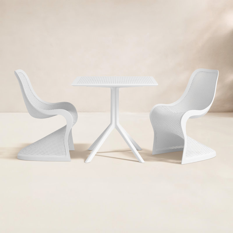 2 - Person Patio Dining Set Square Table, White