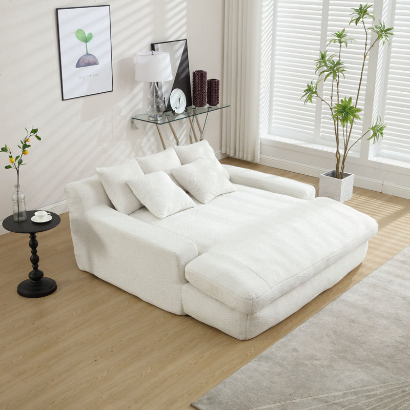 Canapé-lit rembourré Axiel, Blanc, H 25,2 po x l 66,93 po x P 72,44 po