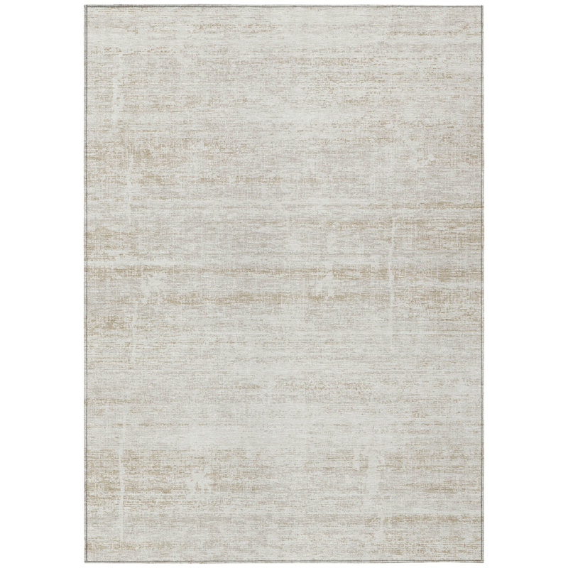 Tapis intérieur lavable abstrait beige ivoire 3 pi x 5 pi