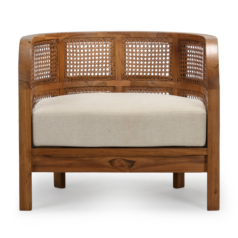 Fauteuil demi-tonneau en lin 32 po