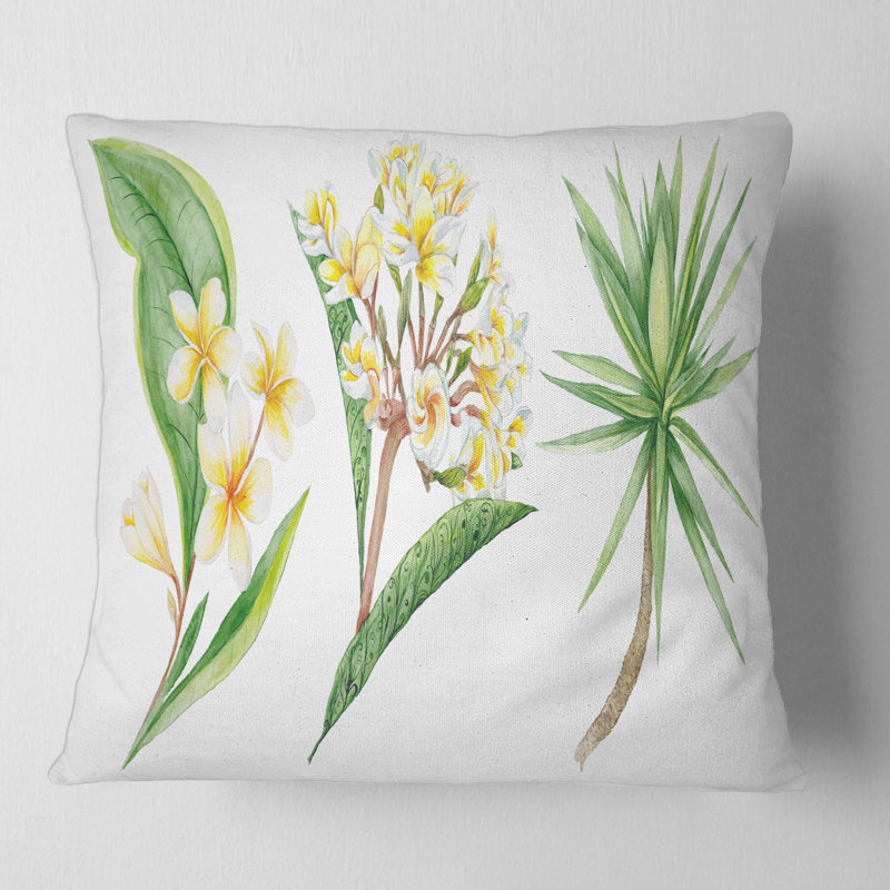 Housse et insert de coussin carré Tropical Foliage and Flowers, 16" x 16"