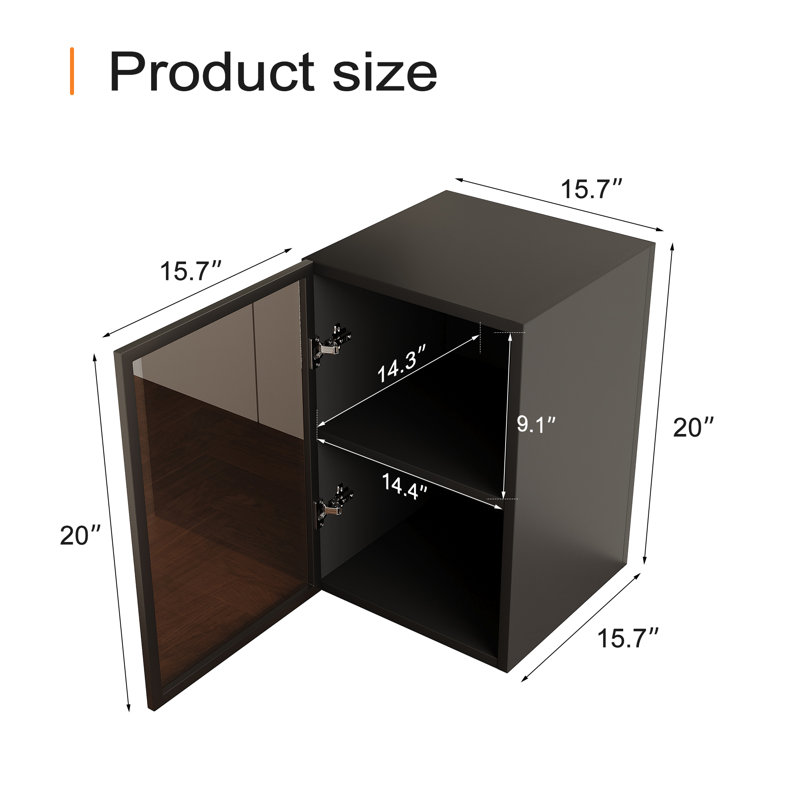 Modern Accent Cabinet With Glass Door & Interior Shelf Storage