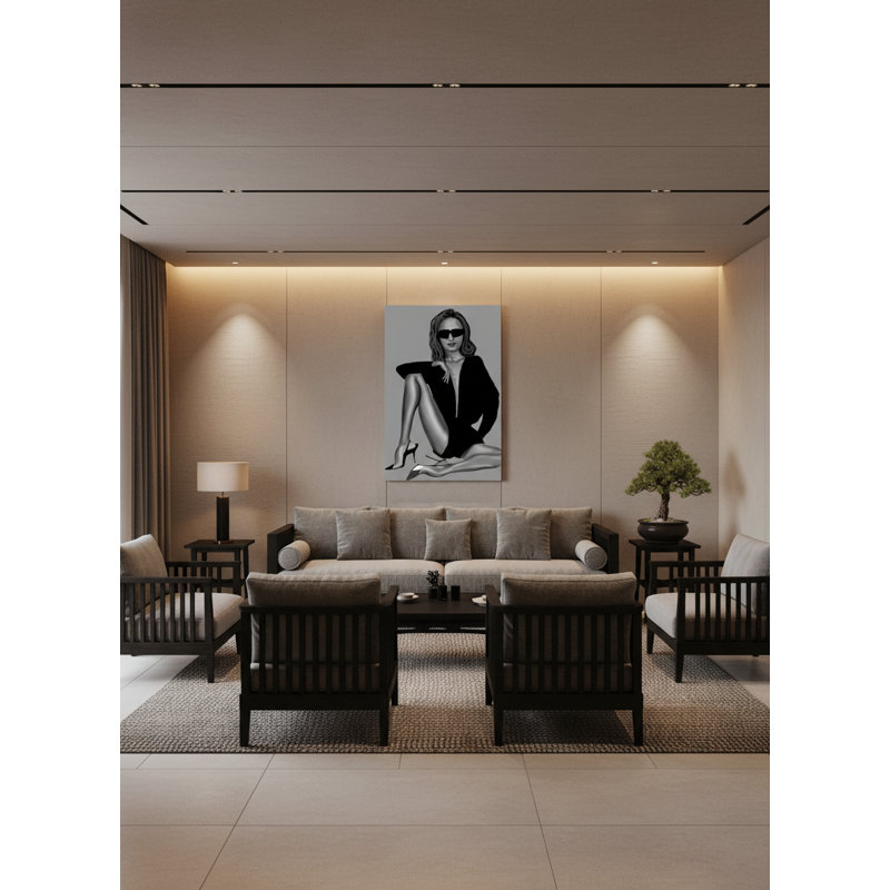 Executive Muse Framed Canvas Wall Art by Kasian Art Studio - Black Frame
