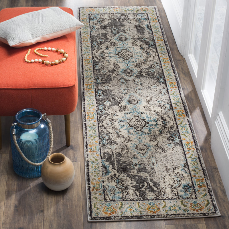Almyra Oriental Area Rug, Runner 2'2" x 22', Grey/Light Blue
