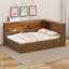 Structure de lit d'angle double en bois avec tablettes de rangement et portes coulissantes, structure de lit d'angle double avec 2 tiroirs, lumières DEL-123031883