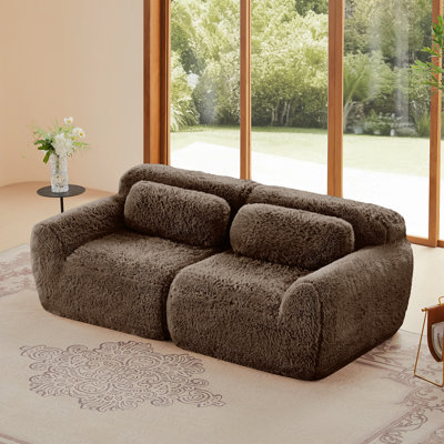 2-Seater Modular Sectional Sofa Couches,Soft Fluffy Plush Fabric Bottom Anti-Slip Design,32D High Density Sponge,No Assembly Required Ergonomic Design