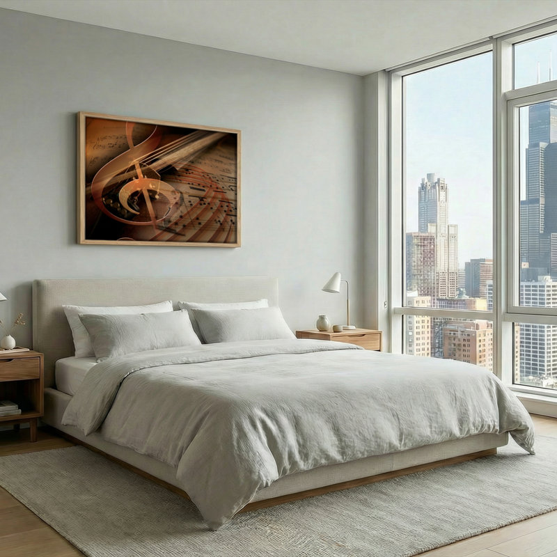 Ensemble de 1 tableau sur toile avec notes de musique, 28"H x 40"W, Natural