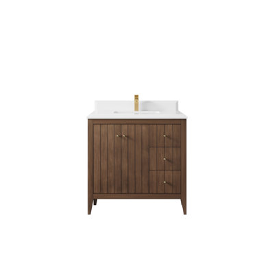 Meuble-lavabo simple 36 po avec plateau en quartz Atlanta