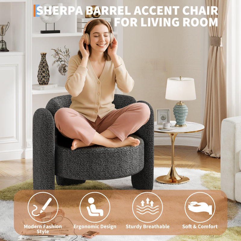 Upholstered Accent Chair, Grey