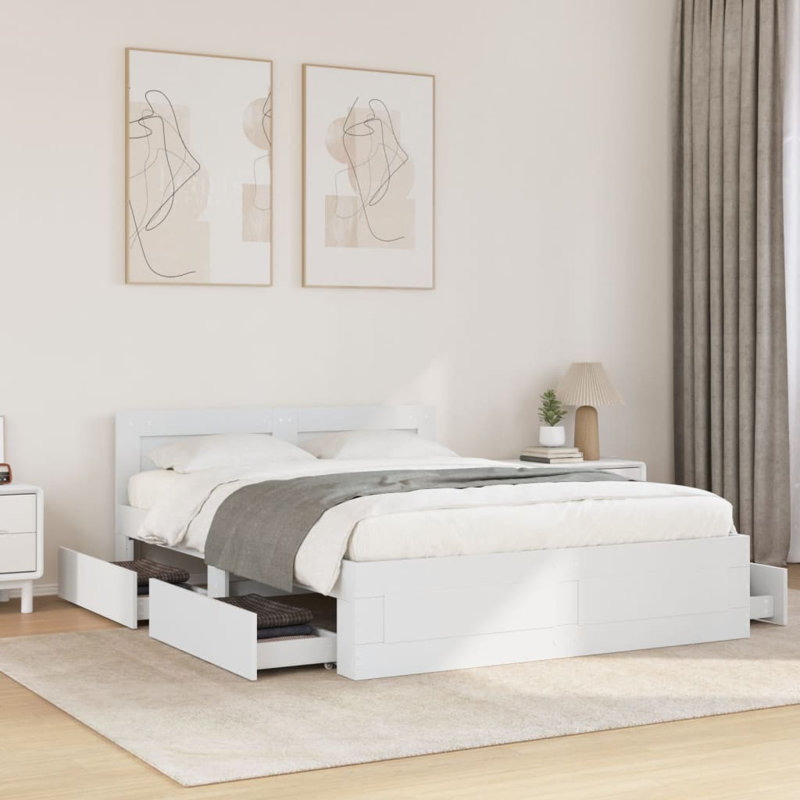 Krimhilde Storage Bed, 69cm H x 203cm W x 123cm D, White