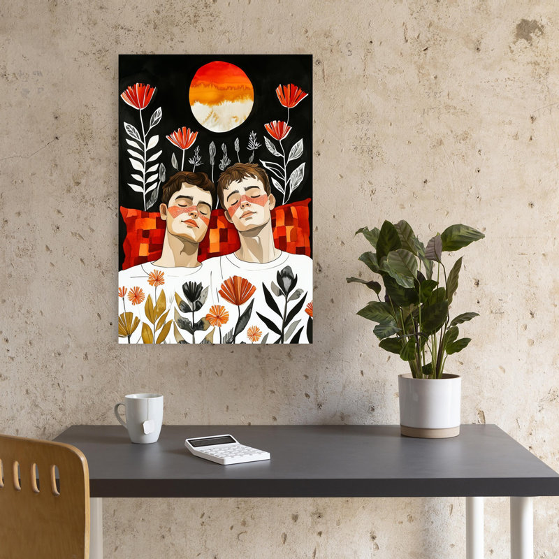 «Peaceful Folk Dream», art moderne moderne, plante paisible, H 18 po x l 12 po