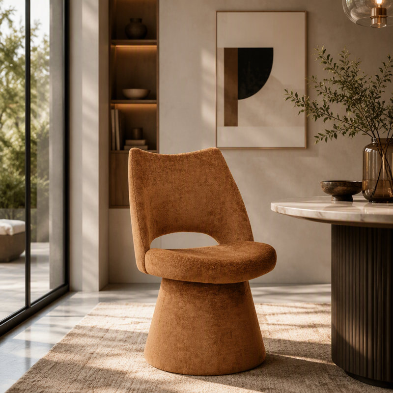 Chaise d'appoint rembourrée, Brun
