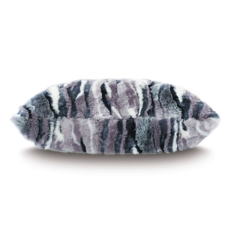 Luxe Faux-Fur Lumbar Pillow with Polyester Fill, 15" x 26"