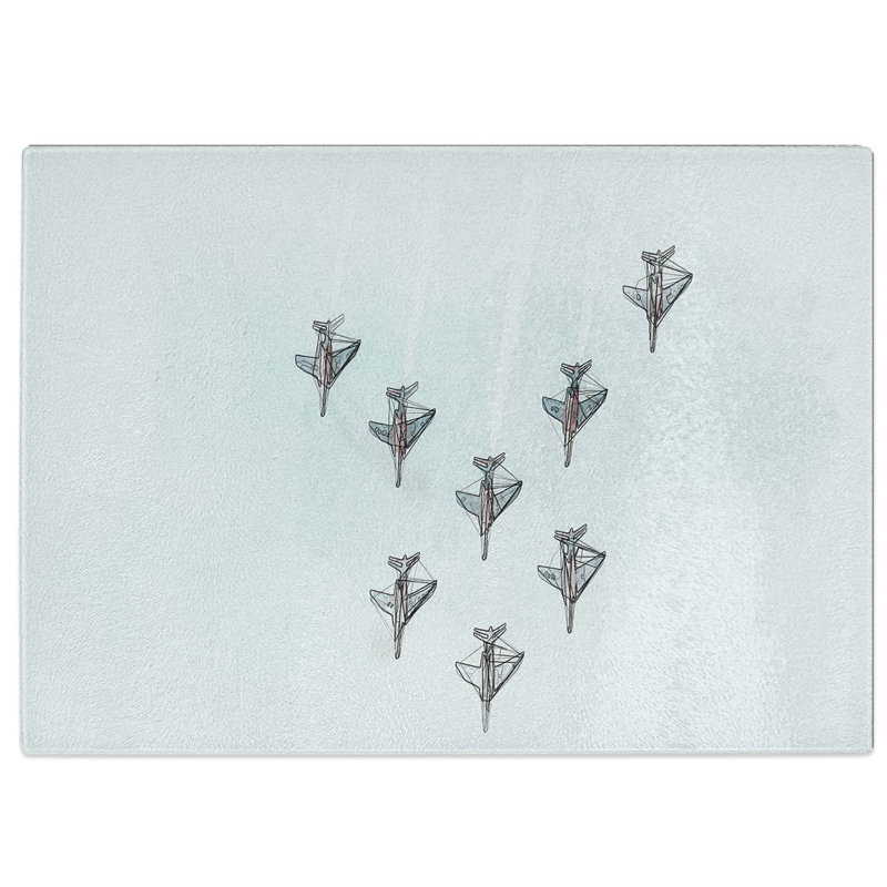 Tempered Glass Plane Aerobatics Chopping Board, 39 cm W x 28.5 cm L