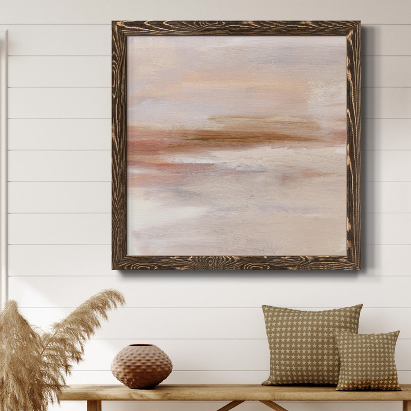 Golden Horizon II - Toile encadrée de qualité supérieure - prête à être accrochée, Cadre noyer