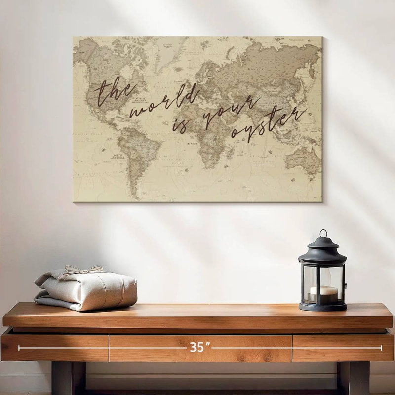 «The World is Your Oyster Map», reproduction sur toile tendue, H 16 po x l 24 po x P 1,25 po