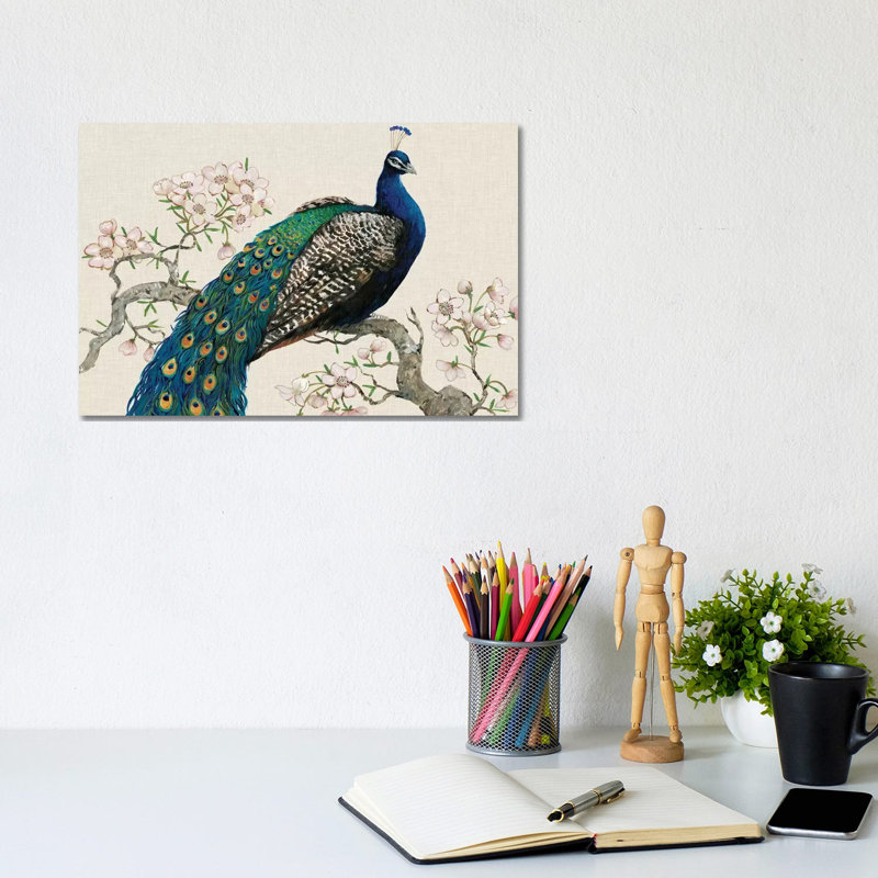 Peacock & Blossoms I by Tim OToole - Gallery-Wrapped Canvas Giclée on Canvas, Wrapped Canvas, 20.32 cm H x 30.48 cm W