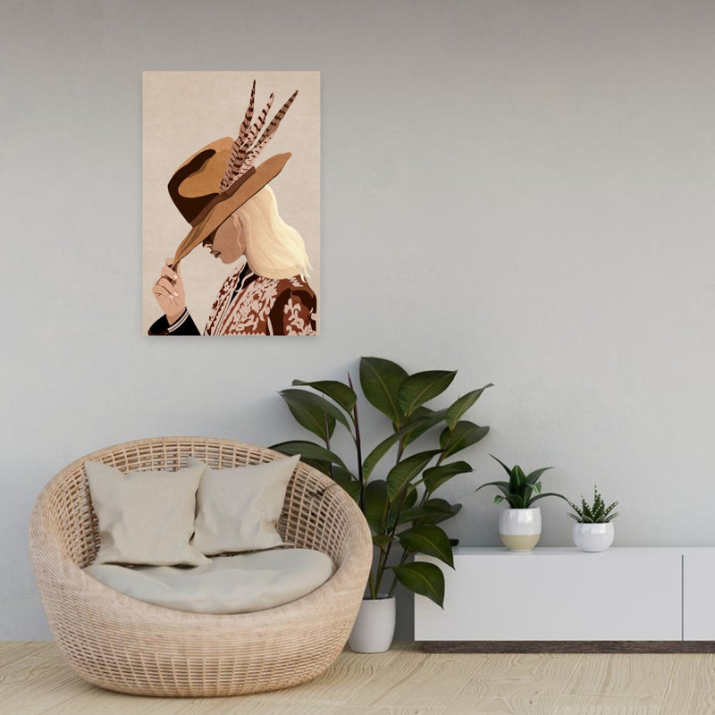 Art contemporain contemporain, portrait élégant et rustique, H 24 po x l 16 po