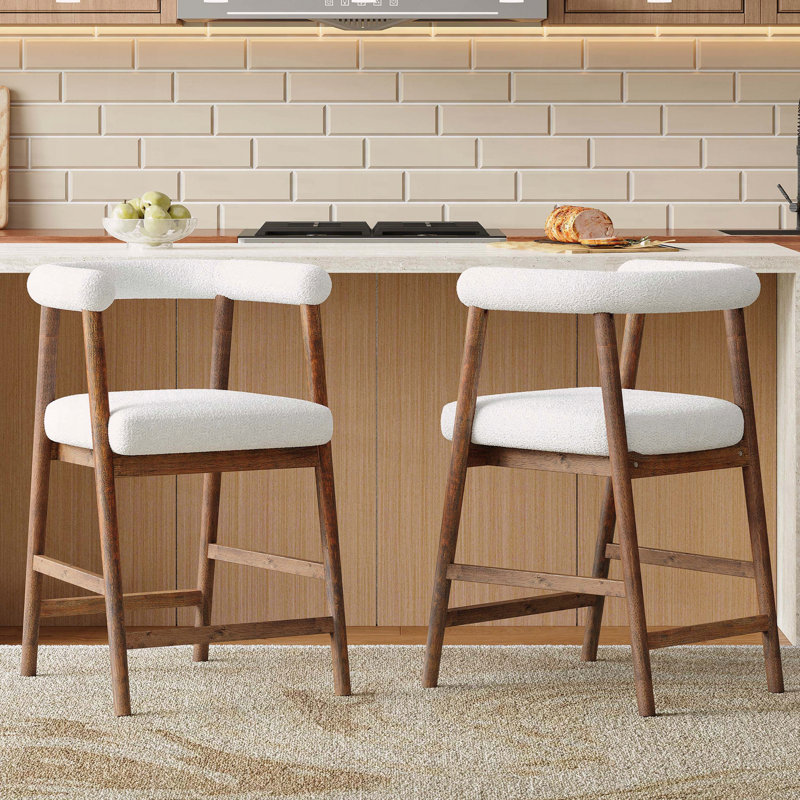 Tabouret 24,5 "de hauteur avec dossier incurvé, ensemble de 2, Noyer
