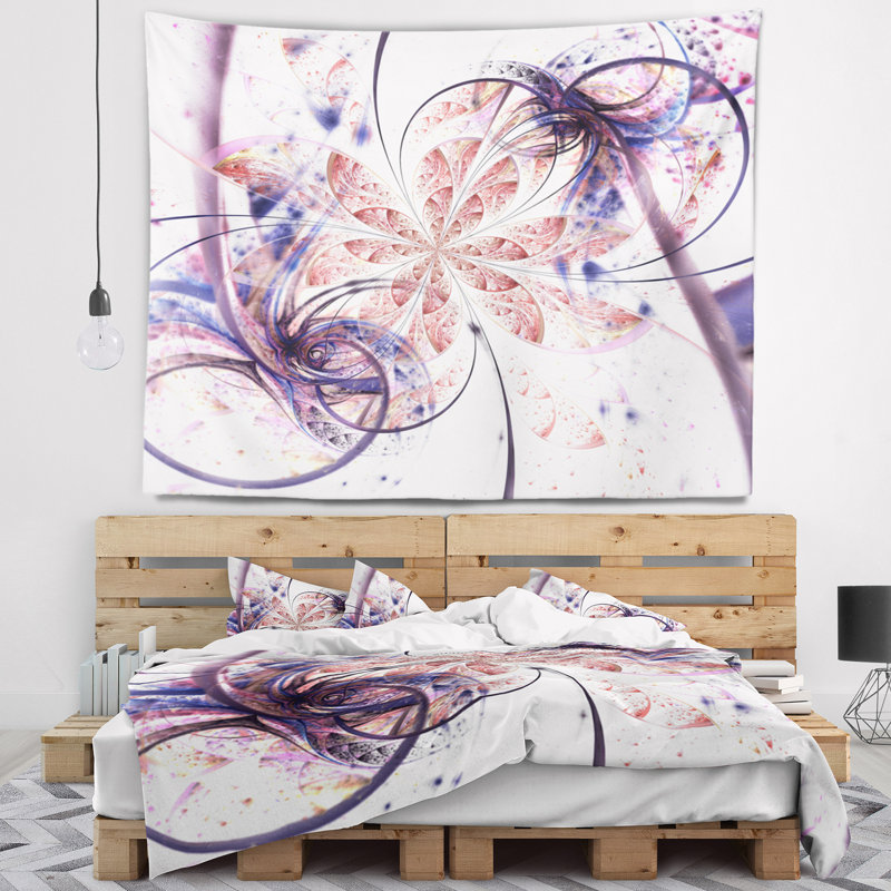 Tapisserie de motif fleur abstraite abstraite, H 78 po x l 92 po