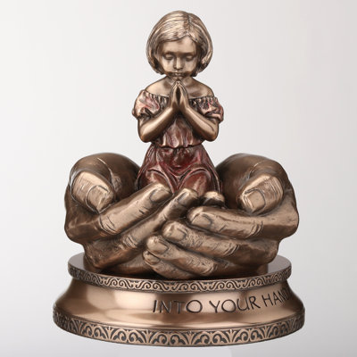 5.71 inches Height Cold Cast Bronze  Little Girl Kneeling Prayer Into Bronze Finish Figurine