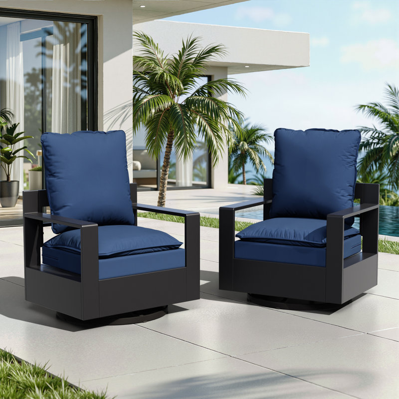 Ensemble de 3 coussins Adwin Blue, Bleu, 2