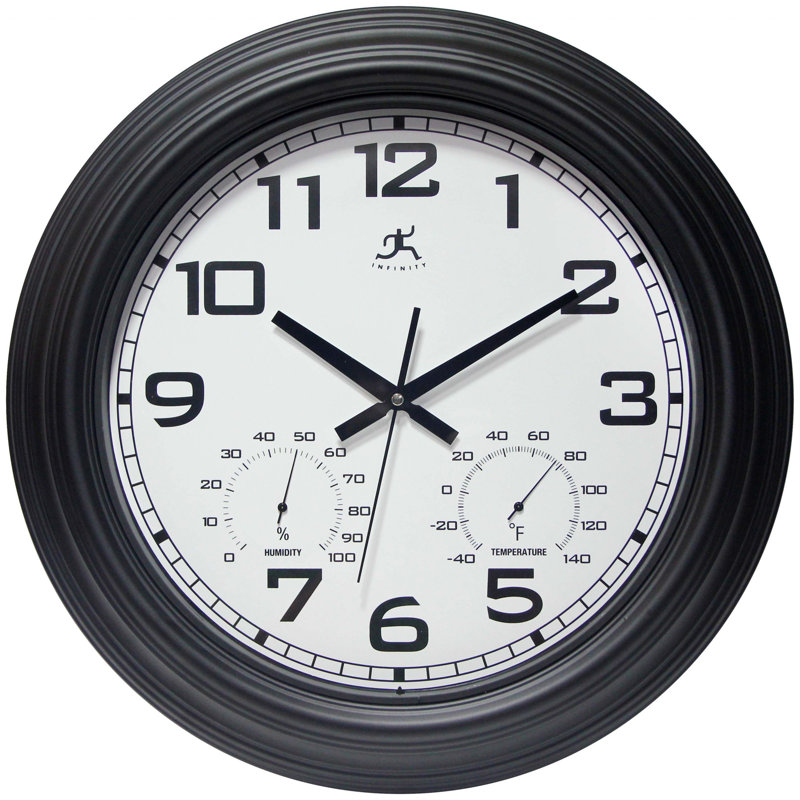 Horloge murale d'extérieur 18,5 po, Noir